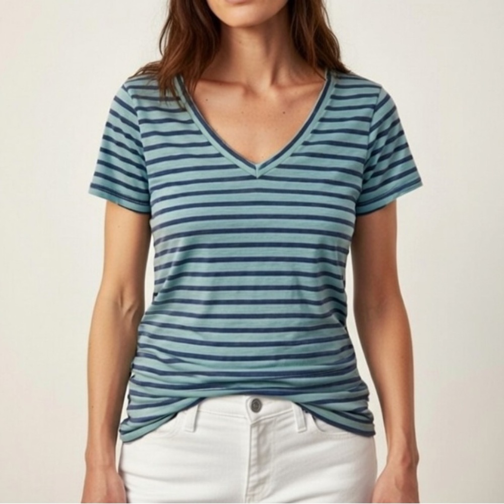 OLD NAVY “Vintage” V-Neck Blue Striped Tee